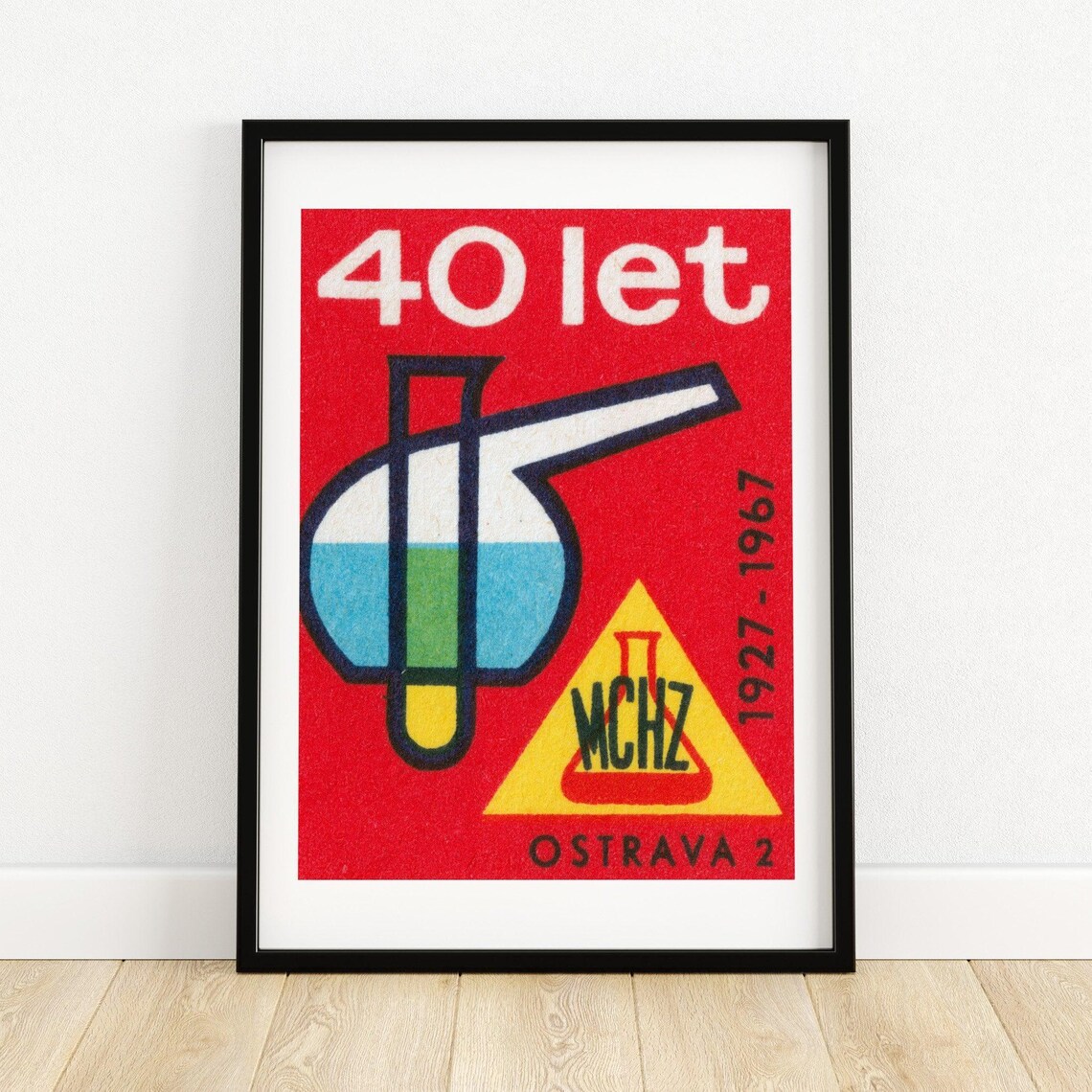 40 Years MCHZ Ostrava 1927 1967 Chemistry Flask Vintage Poster