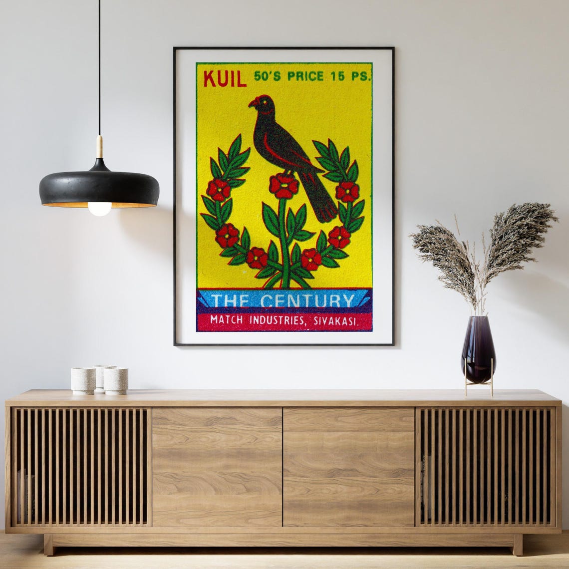 Kuil Bird Flower Vintage Indian Safety Matches Matchbox Label Poster - Image 4