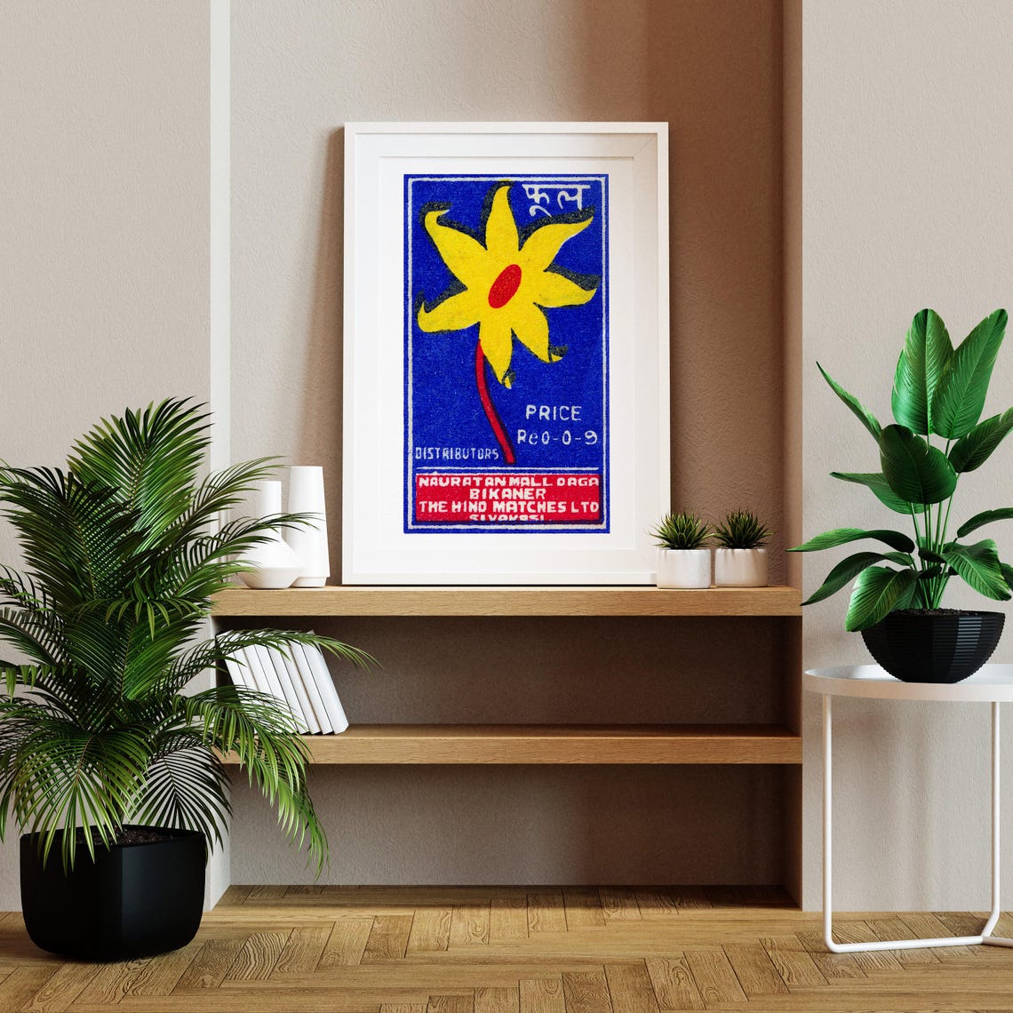Yellow Blossom Vintage Indian Safety Matches Label Art Poster - Image 2