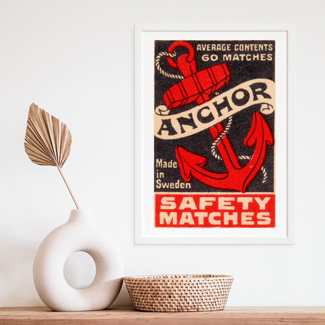 Anchor Safety Matches Red Anchor Nautical Vintage Swedish Label Art Poster - Image 4