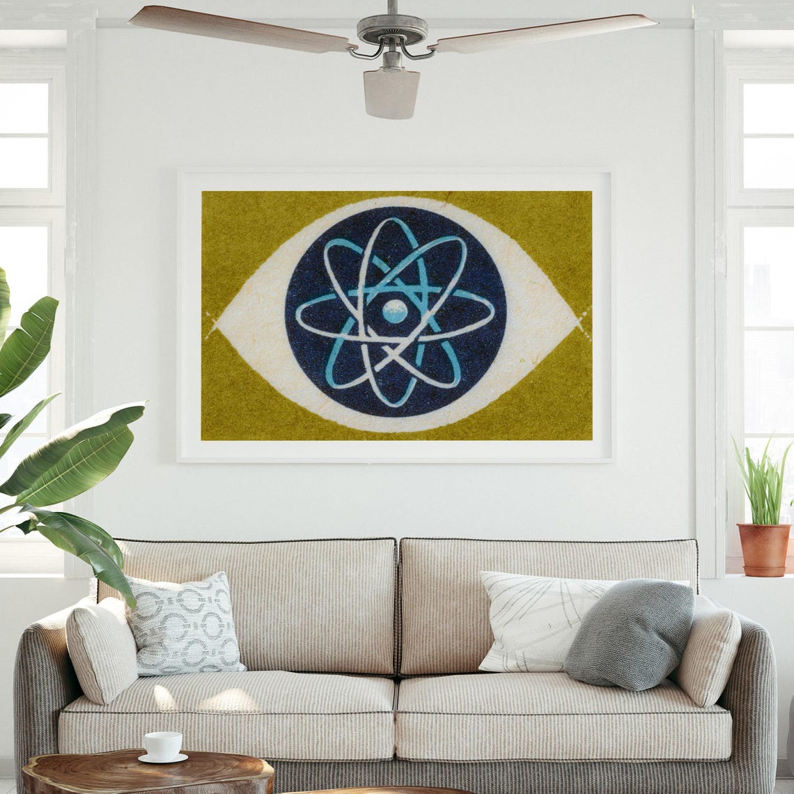 Atomic Energy Atom Eye Symbol Mid Century Vintage Art Poster - Image 3