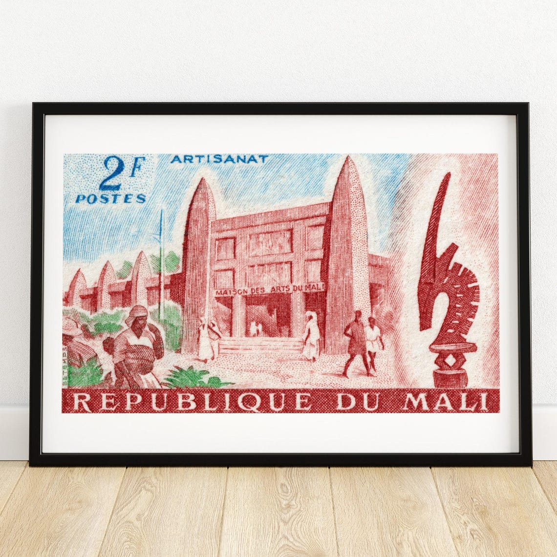 Mali Artisanat Maison des Arts Vintage French Stamp Art Poster