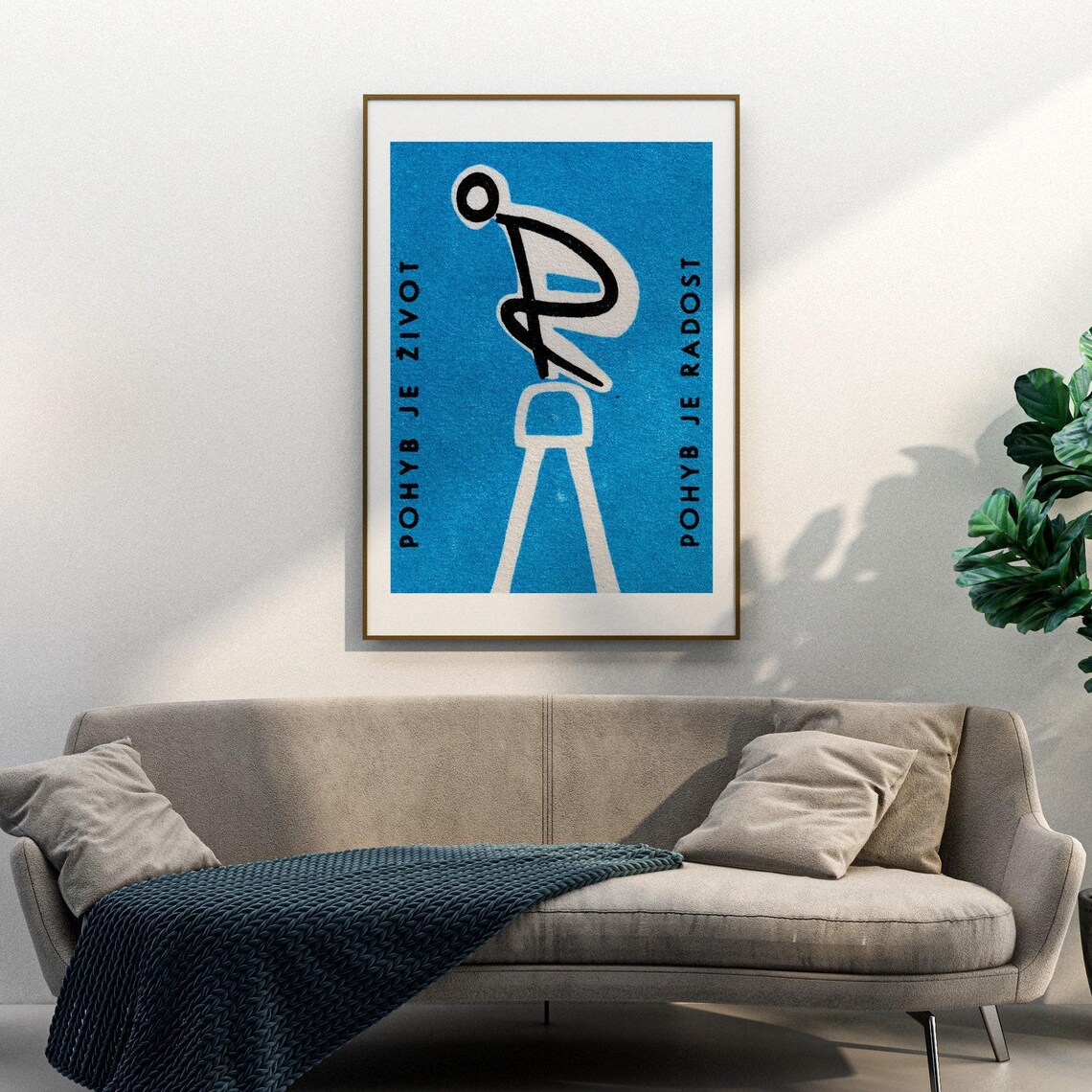 Pohyb je Zivot Czech Gymnast Hoop Blue Vintage Movement Poster - Image 3