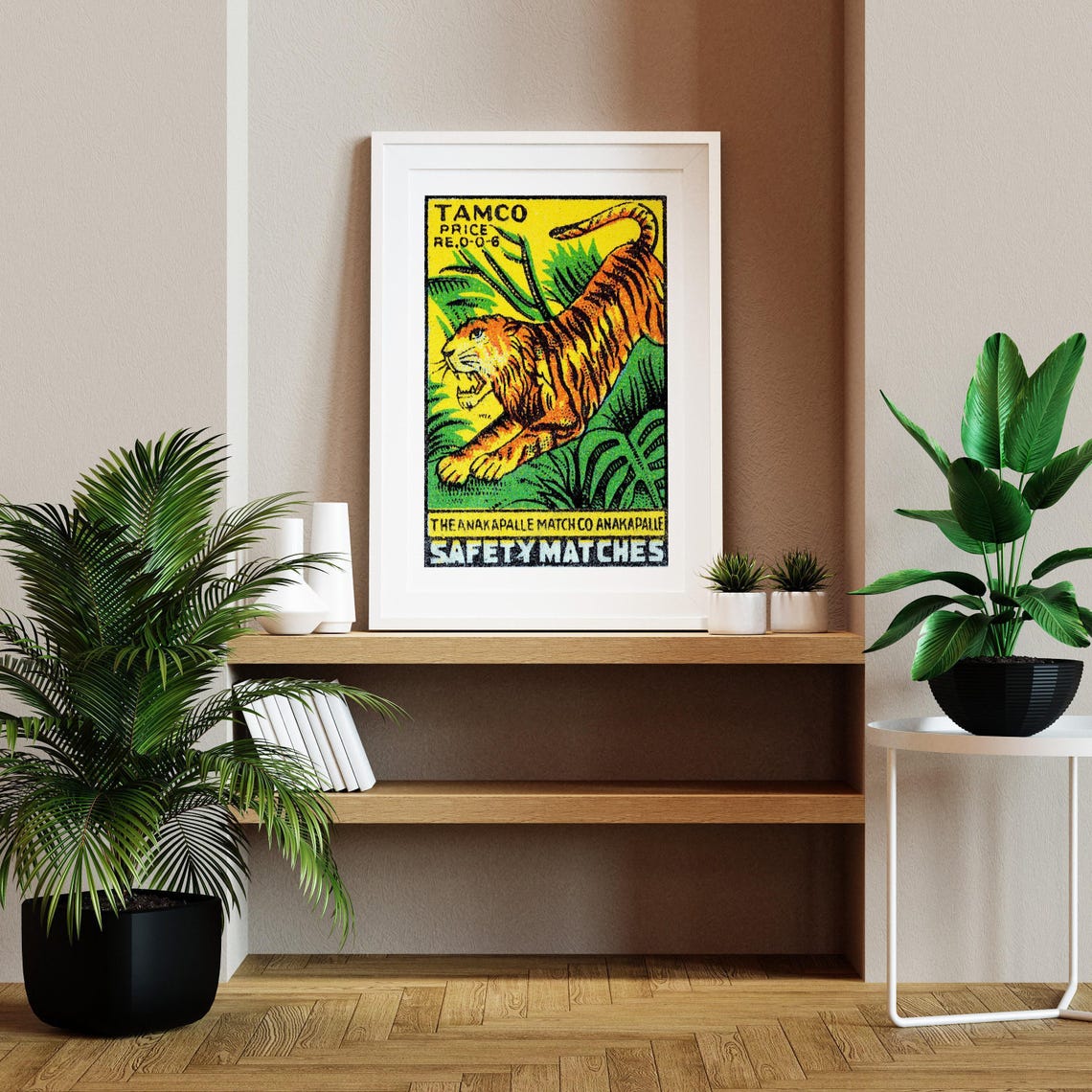 Tamco Tiger Safety Matches Vintage Jungle Tiger Matchbox Label Poster - Image 2