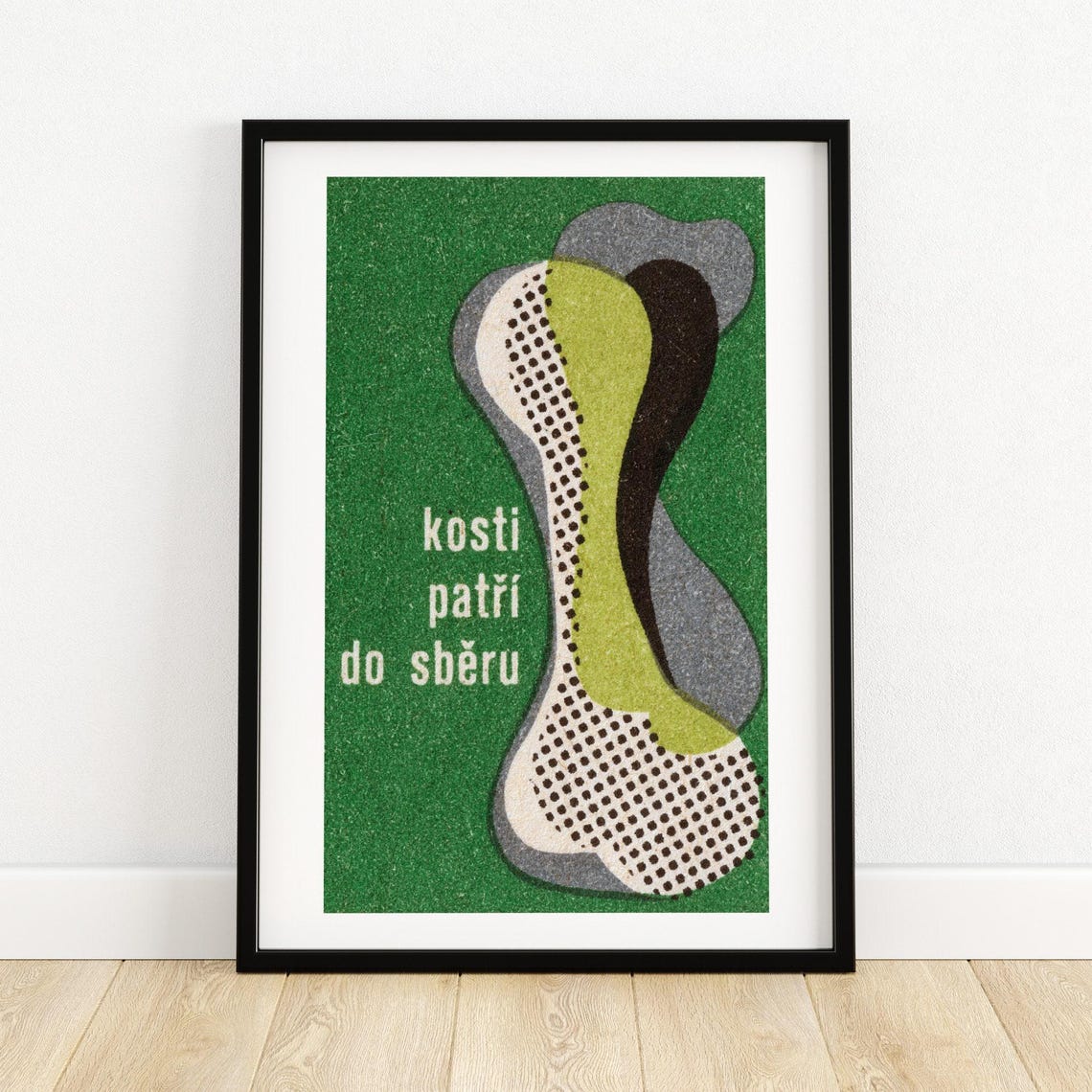 Bones Belong In Collection Abstract Vintage Matchbox Label Poster