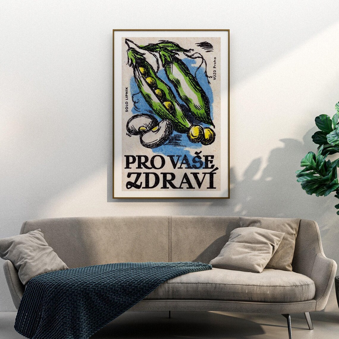 Czech Pro Vase Zdravi Peas Beans Vintage Matchbox Art Poster - Image 3