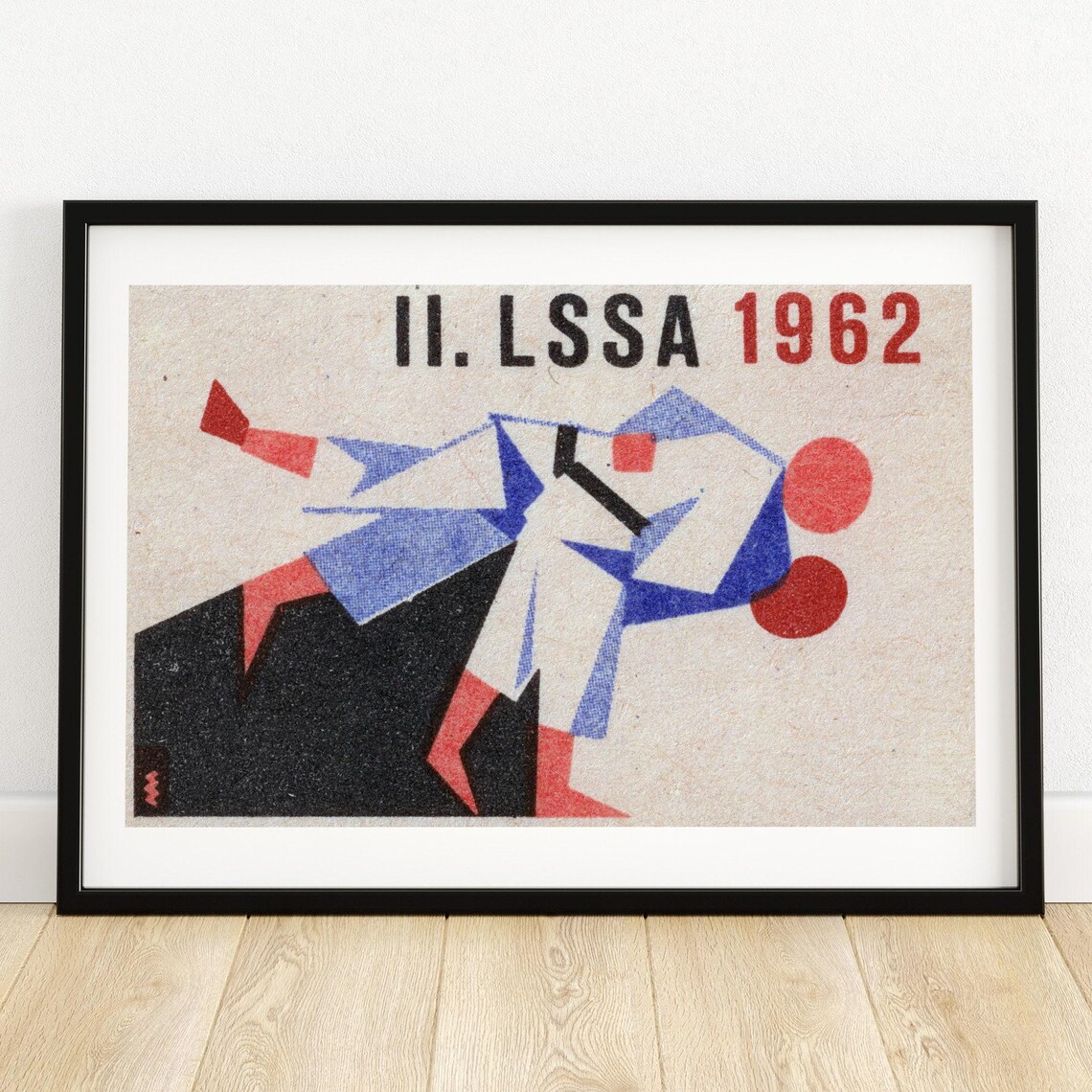 Judo Throw Matchbox Print, Vintage Czech Poster
