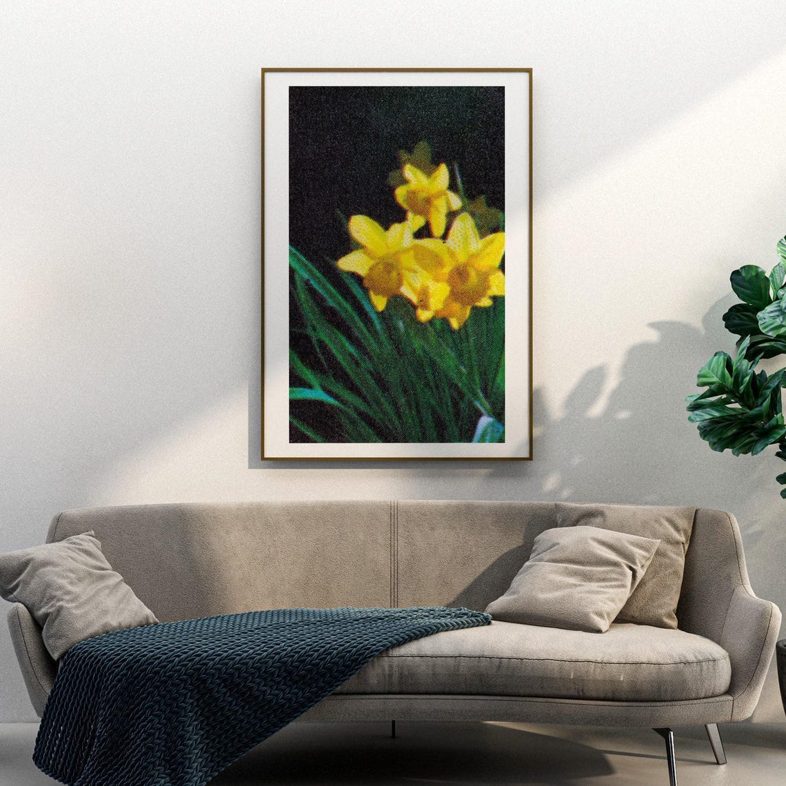 Yellow Daffodil Flower Night Bloom Vintage Matchbox Label Art Poster - Image 3