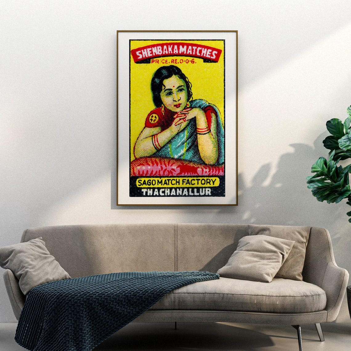 Shenbaka Matches Woman Portrait Vintage Indian Label Art Poster - Image 3