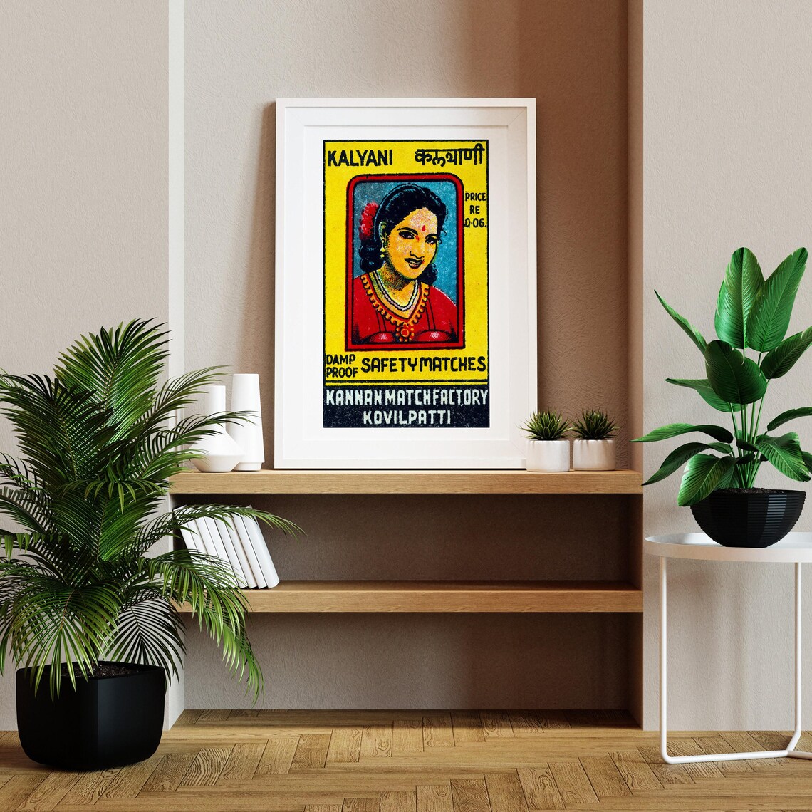 Kalyani Indian Safety Matches Vintage Woman Portrait Matchbox Poster - Image 2