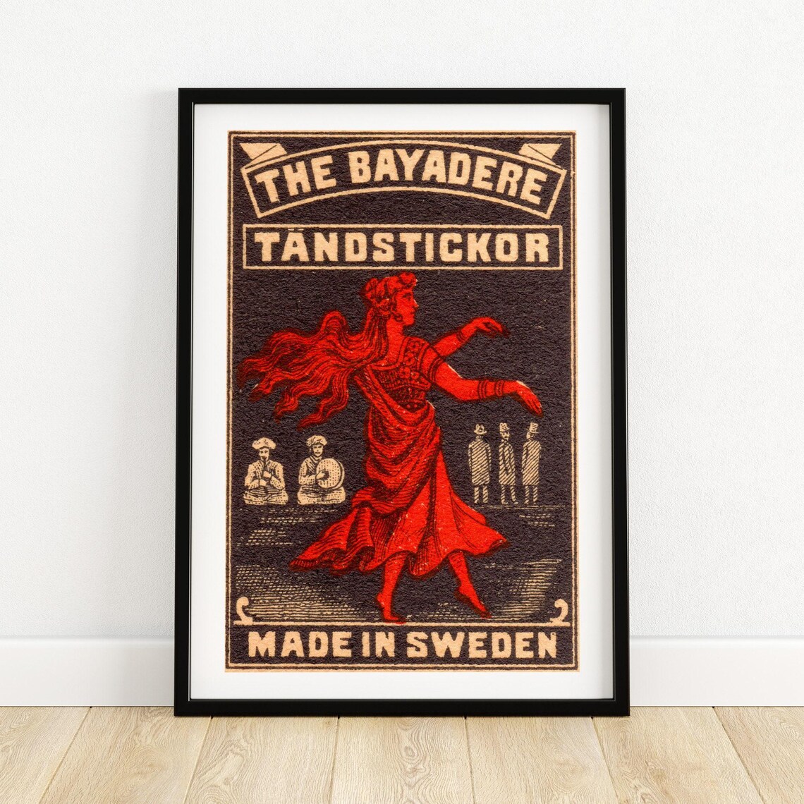The Bayadere Red Dancer Swedish Tändstickor Vintage Label Poster