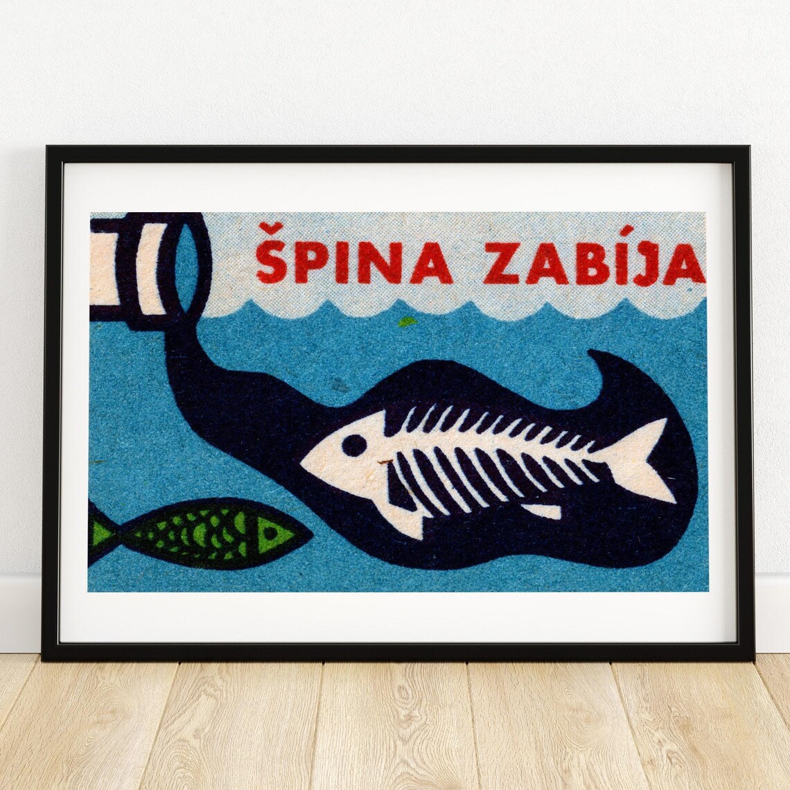 Pollution Kills Matchbox, Vintage Czech Poster Print