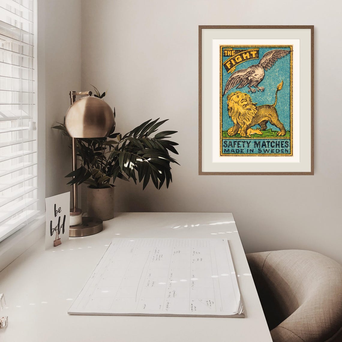 The Fight Eagle Versus Lion Swedish Safety Matches Vintage Poster - Image 2