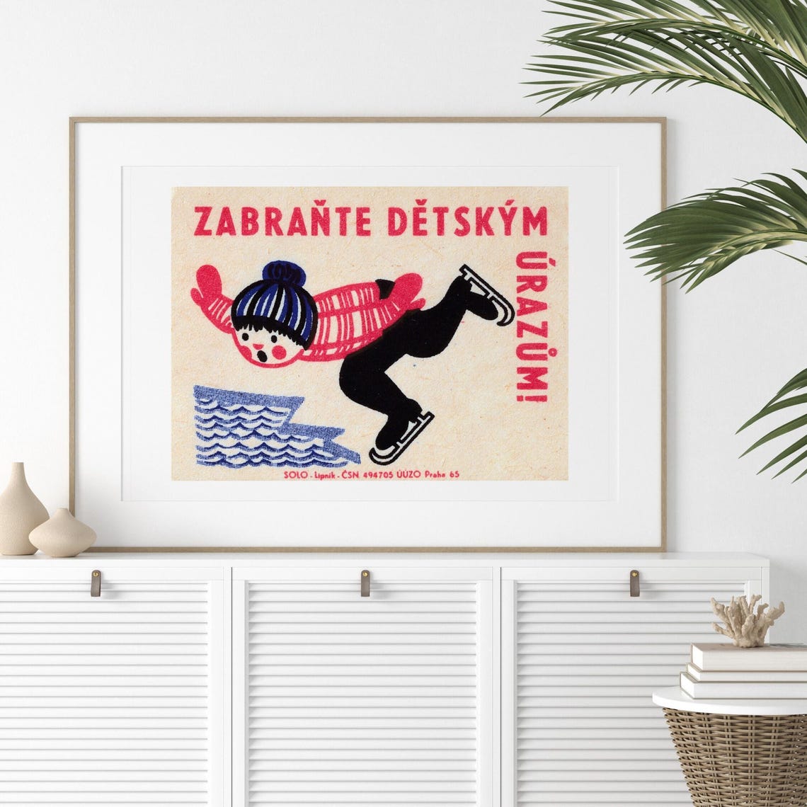Prevent Child Injuries Ice Skater Safety Vintage Czech Poster - Image 2