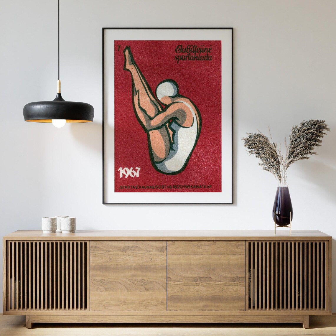 1967 Jubilee Spartakiad Swimmer Soviet Matchbox Sports Poster - Image 4