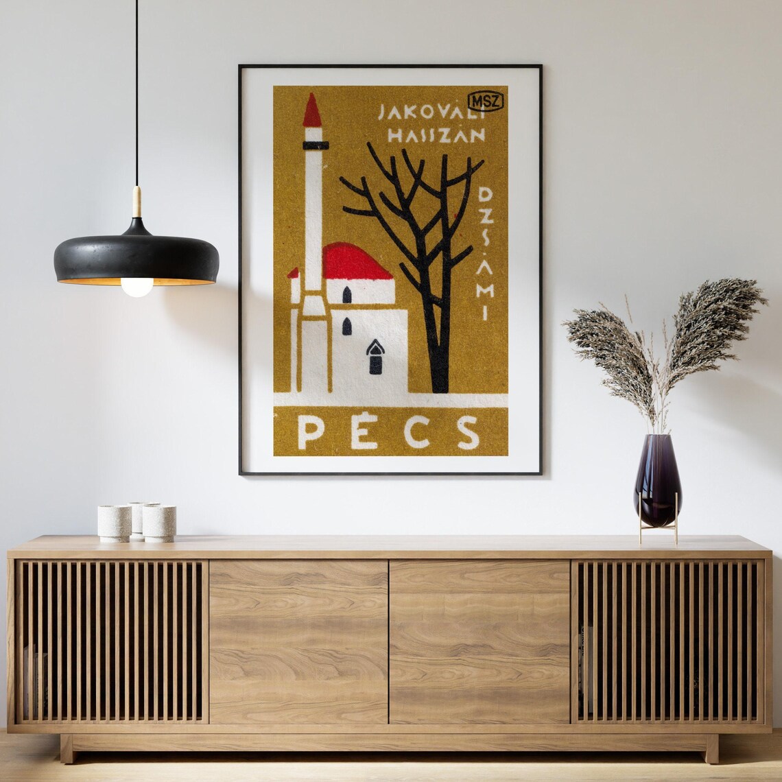 Jakovali Hassan Mosque Pecs Hungary Vintage Matchbox Architecture Poster - Image 4