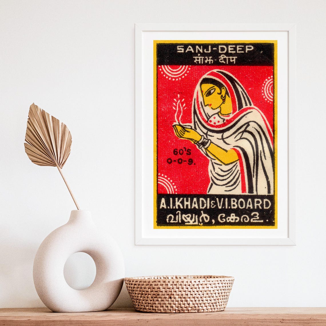 Sanj Deep Indian Safety Matches Vintage Woman Lamp Label Poster - Image 4