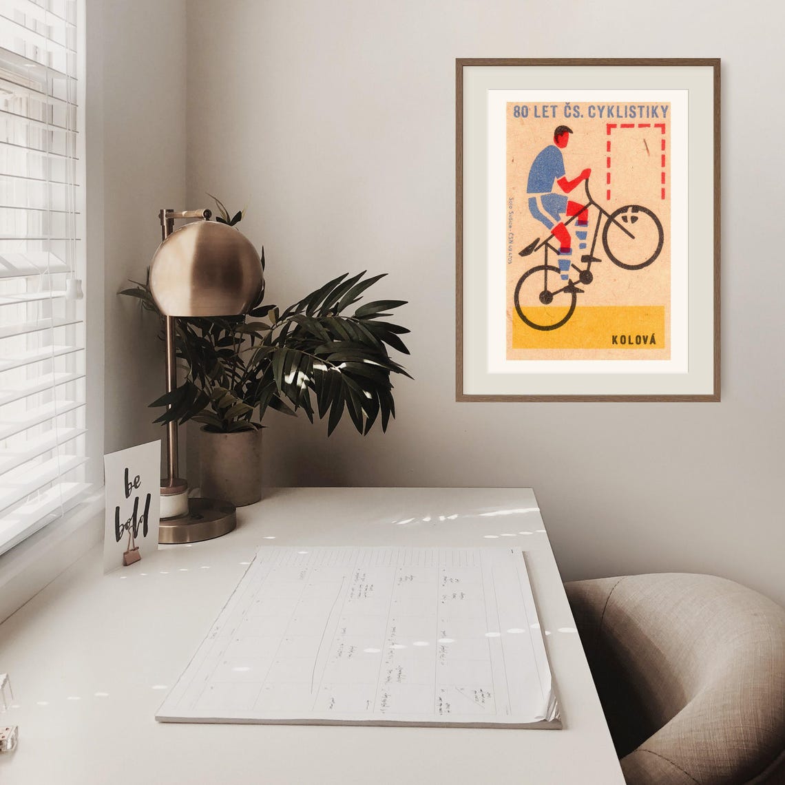 80 Years Czech Cycling Minimalist Cyclist Vintage Matchbox Art Poster - Image 2