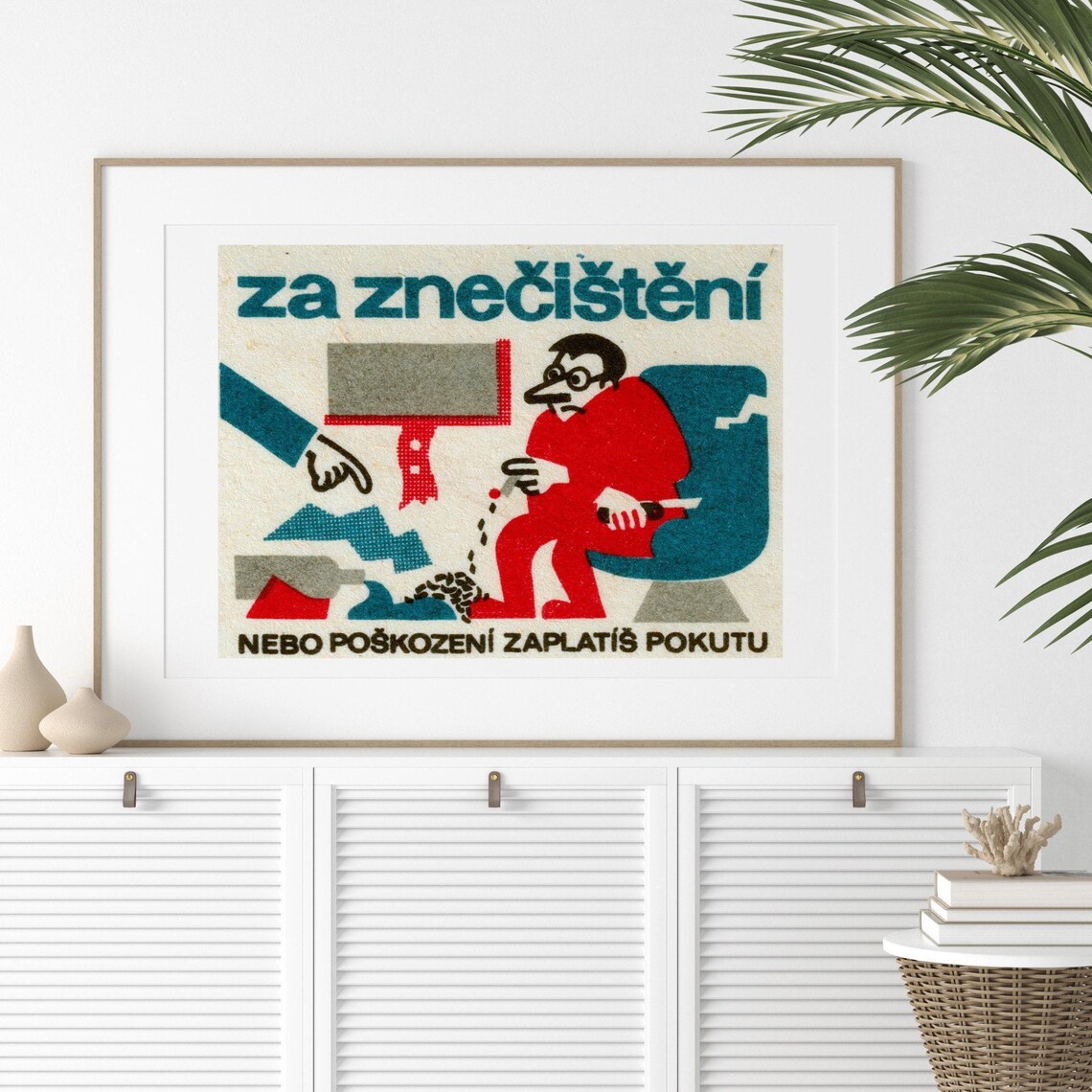Czech Anti Pollution Cartoon Za Znečištění Vintage Humor Label Poster - Image 2
