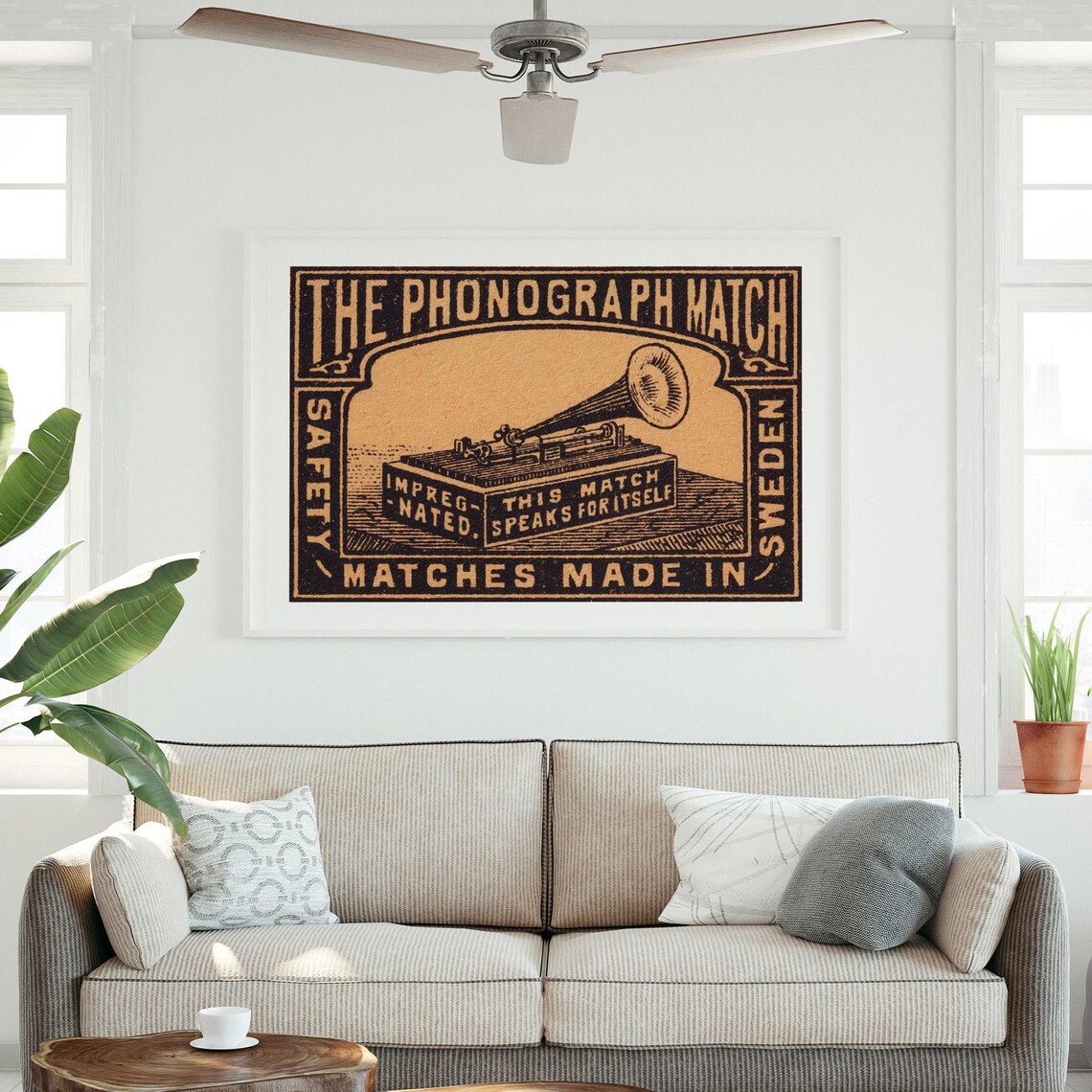 Phonograph Matchbox Sweden Vintage Poster Print - Image 3