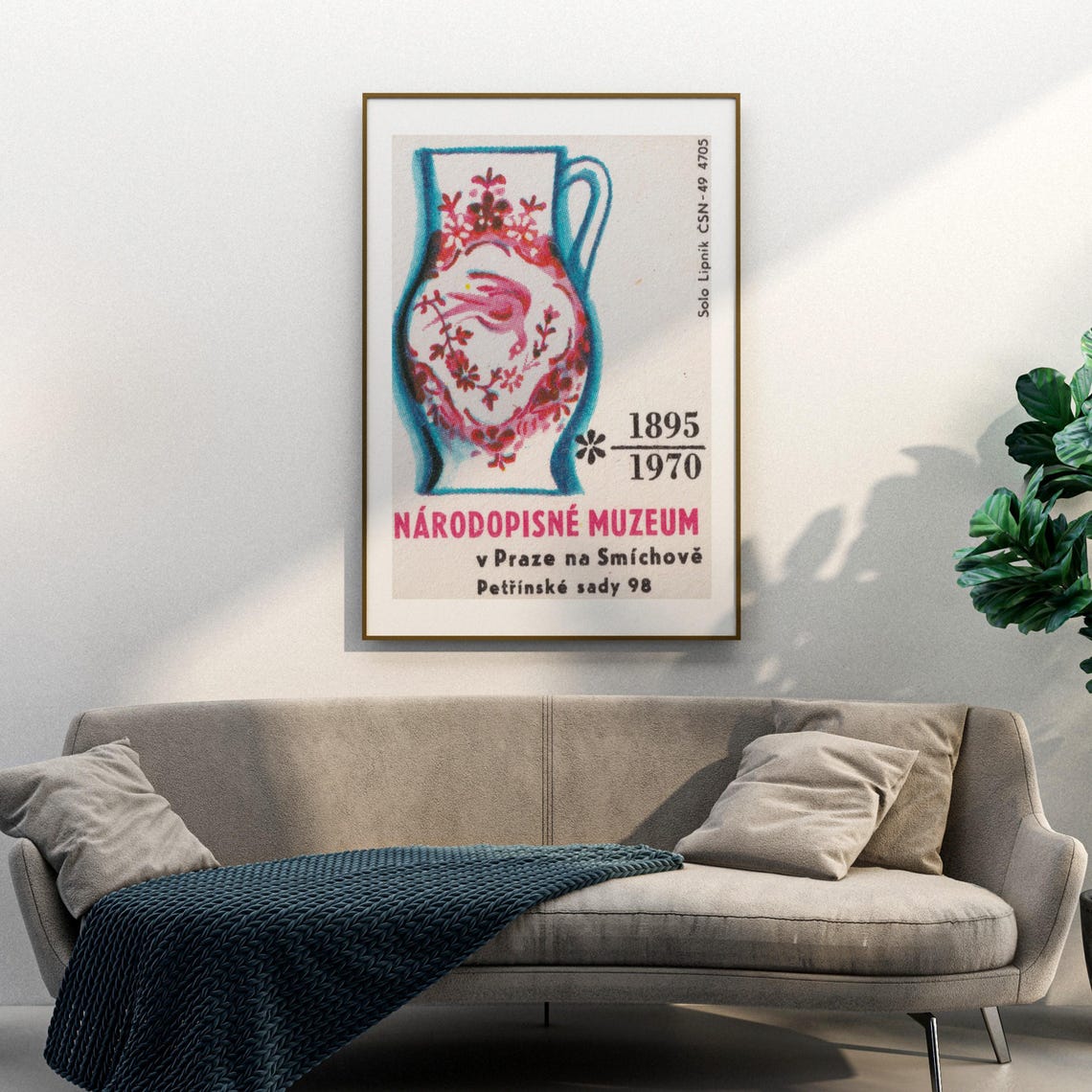 Prague Ethnographic Museum Painted Pitcher Retro Label Art Poster - Image 3