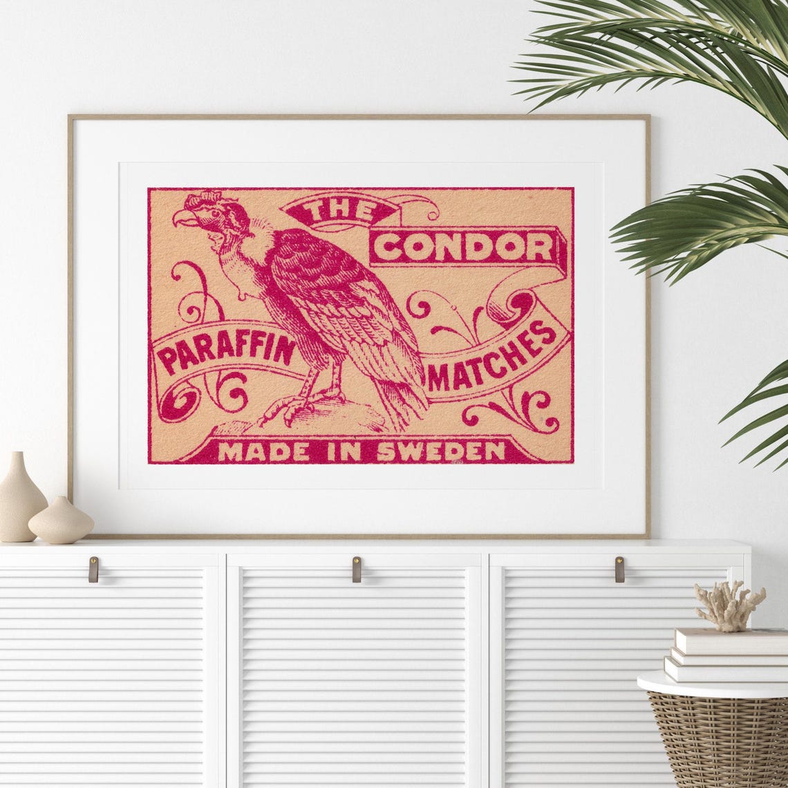 The Condor Paraffin Matches Swedish Engraved Bird Vintage Poster - Image 2