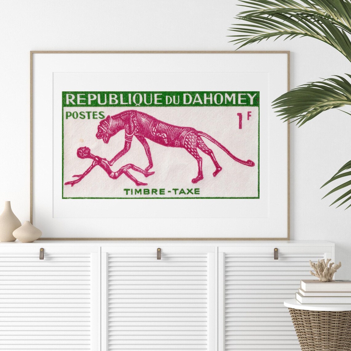 Animal Hunting Man Vintage African Art Poster Print - Image 2