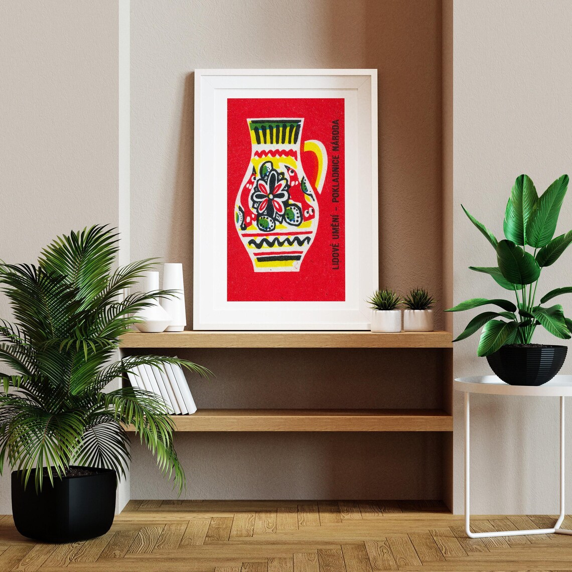 Red Folk Jug Vintage Czech Art Poster Print - Image 2