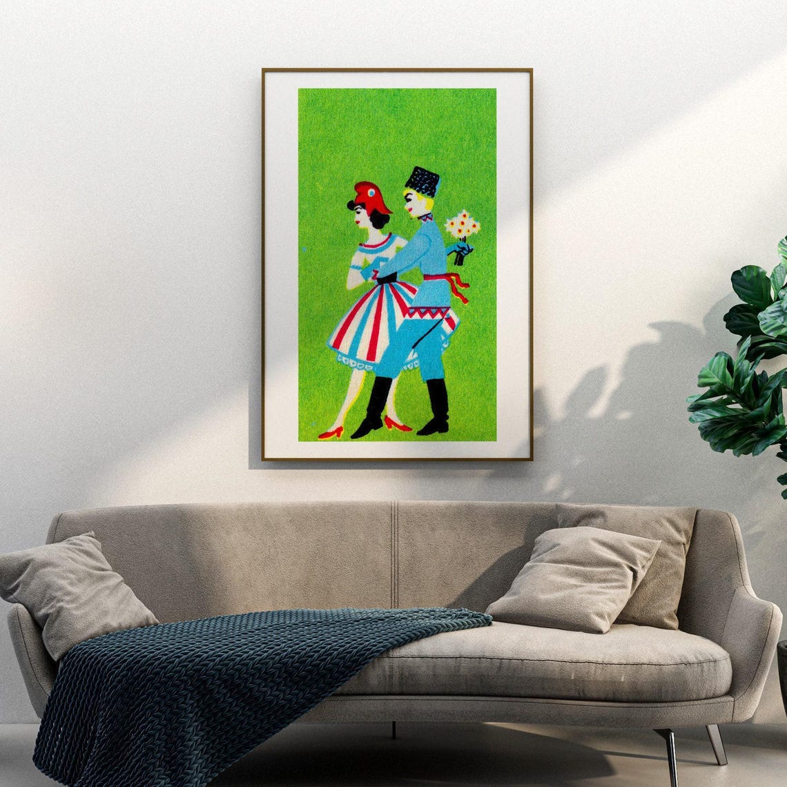 Folk Dance Couple Retro Costume Matchbox Illustration Art Poster - Image 3