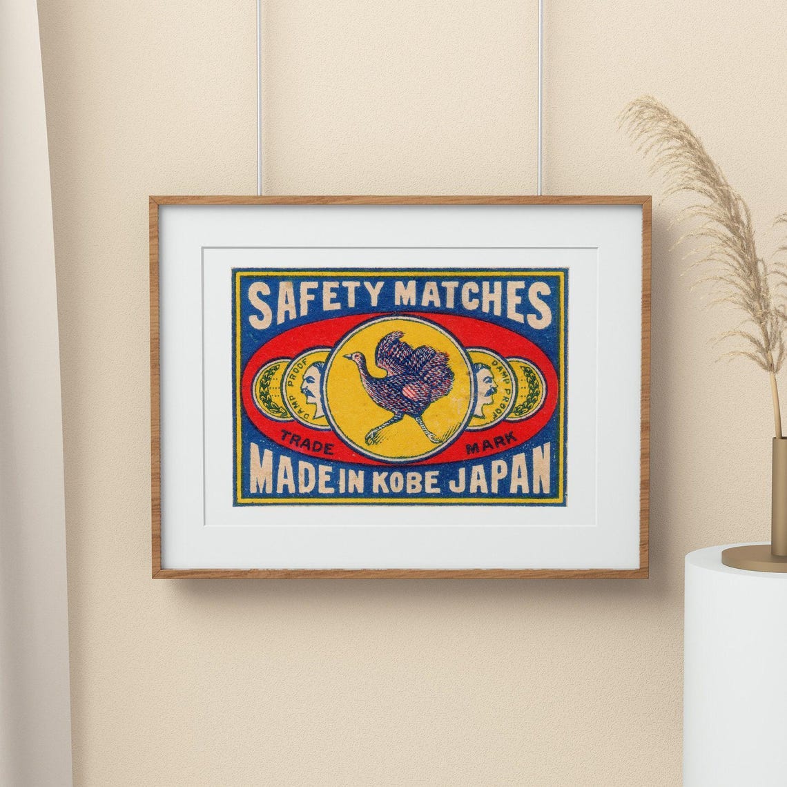 Made In Kobe Japan Safety Matches Running Bird Trade Mark Art Poster - Image 2