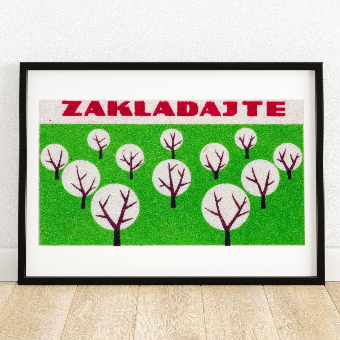 Zakladajte Green Orchard Trees Vintage Czech Planting Poster