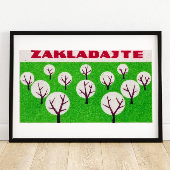 Plant Trees Matchbox Print Czech Wall Art Vintage Czech Art Matchbox Wall Poster Vintage Poster Print