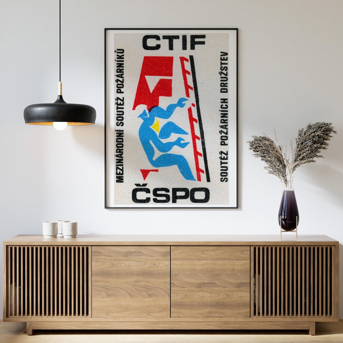 CTIF Firefighters Competition Ladder Flag Vintage Matchbox Label Poster - Image 4