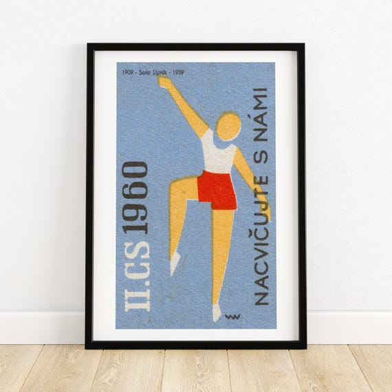 The Dancer Matchbox Print Czech Wall Art Vintage Czech Art Matchbox Wall Poster Vintage Poster Print
