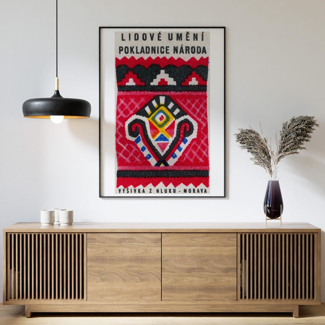Výšivka z Hluku Morava Red Folk Embroidery Matchbox Label Art Poster - Image 4
