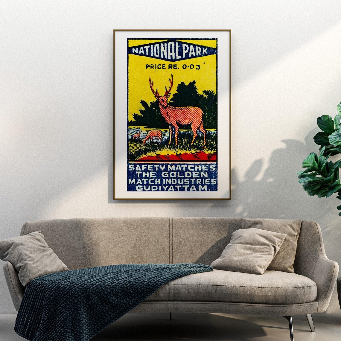 National Park Safety Matches Vintage Stag Deer Wildlife Label Poster - Image 3