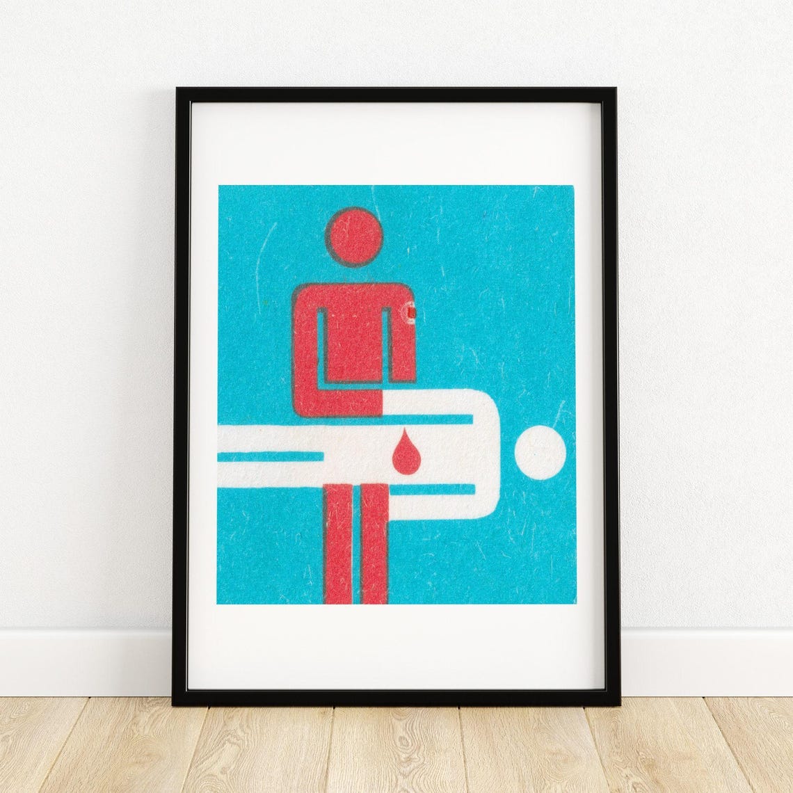 Vintage Blood Donor Icon Bold Red Minimalist Matchbox Art Poster
