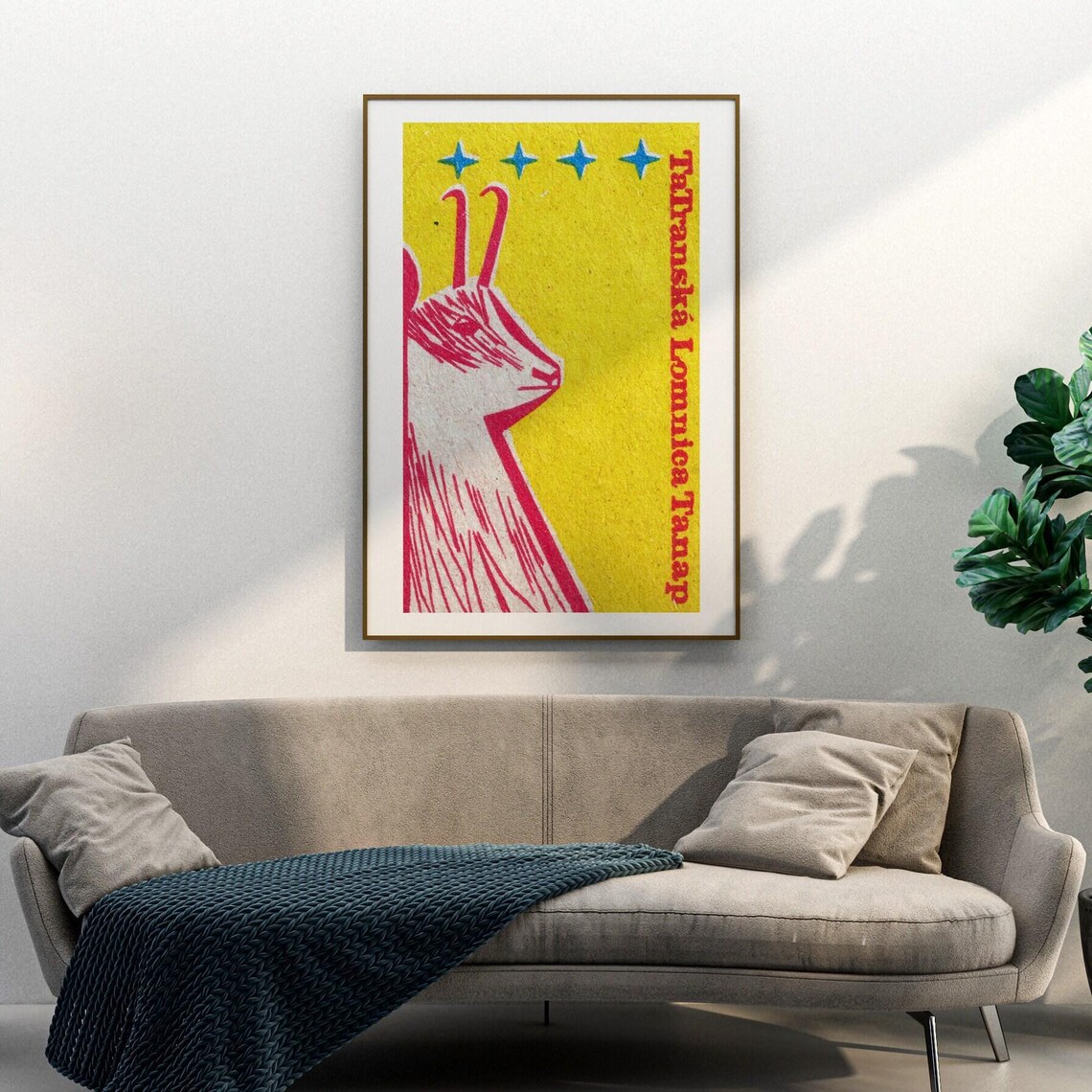 Tatranska Lomnica Chamois Vintage Slovak Matchbox Label Poster - Image 3