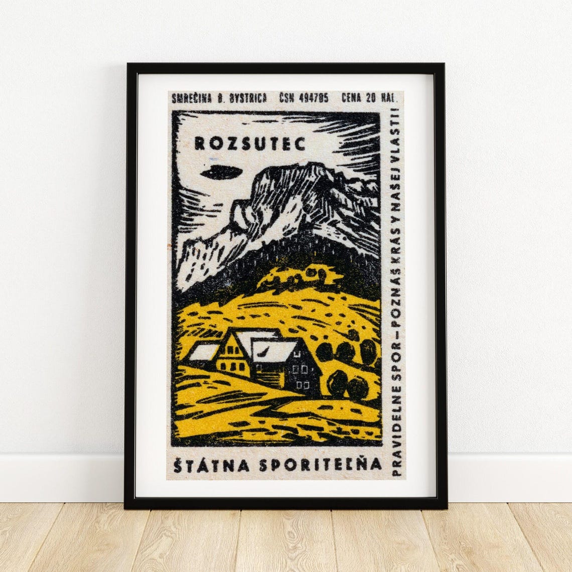 Rozsutec Mountain Cabin Slovak Vintage Savings Bank Label Poster