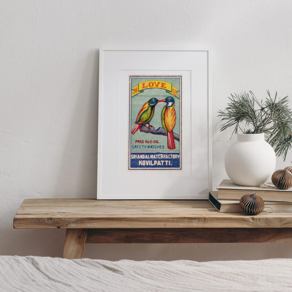 Love Birds Vintage Indian Lovebirds Matchbox Label Art Poster - Image 3