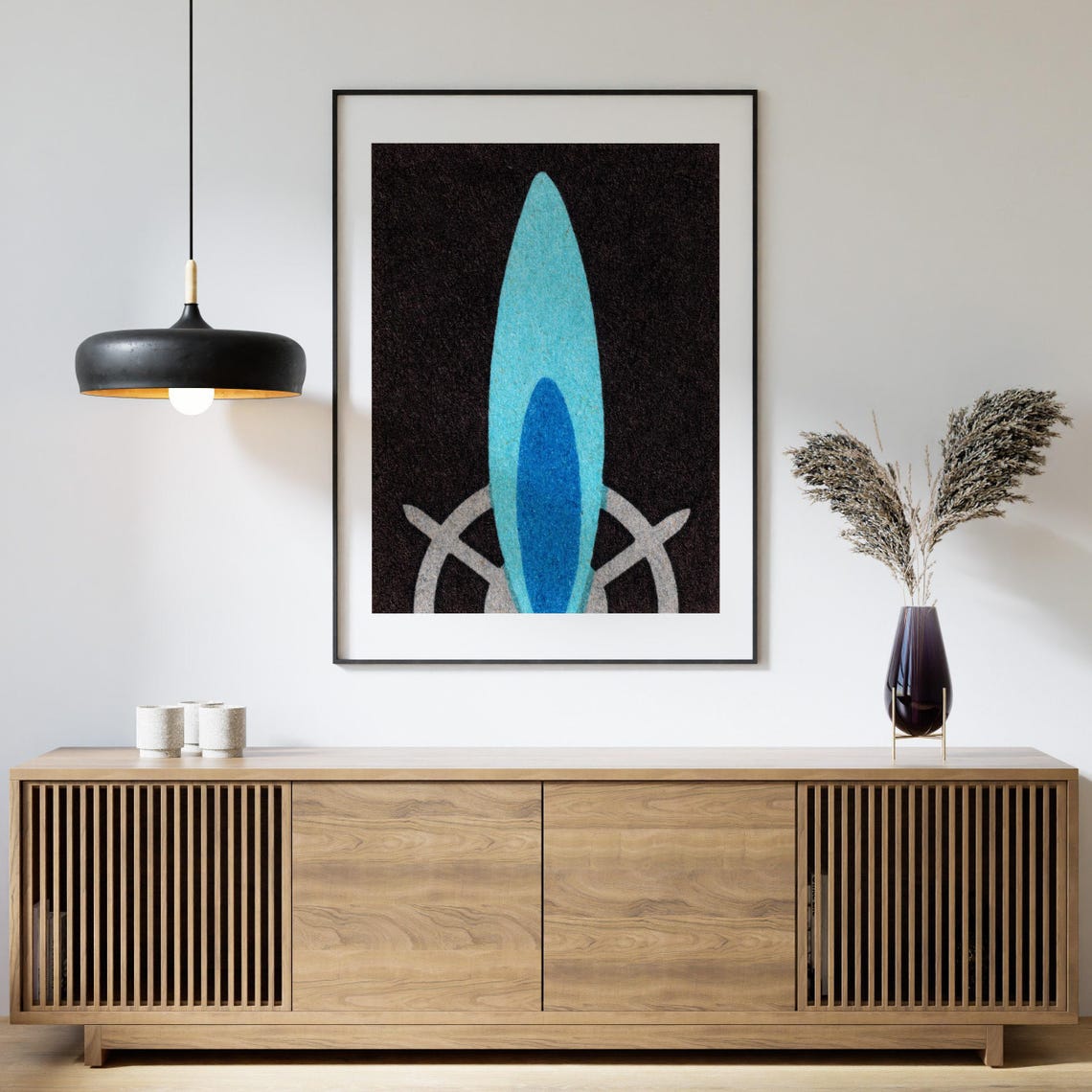 Blue Gas Flame Burner Glow on Black Vintage Matchbox Art Poster - Image 4
