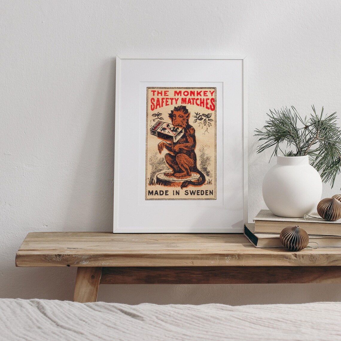 The Monkey Safety Matches Swedish Monkey Matchbox Vintage Animal Poster - Image 3