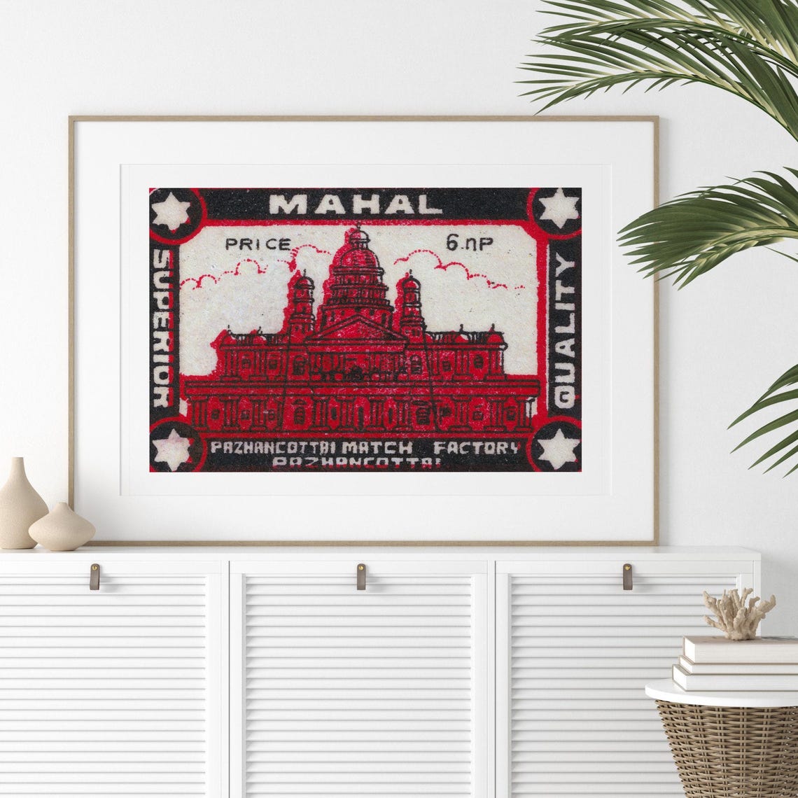Mahal Superior Quality Red Palace Indian Vintage Matchbox Art Poster - Image 2
