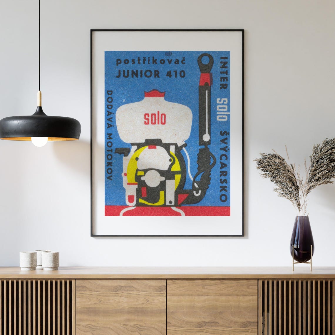 Solo Junior 410 Sprayer Retro Czech Matchbox Label Art Poster - Image 4
