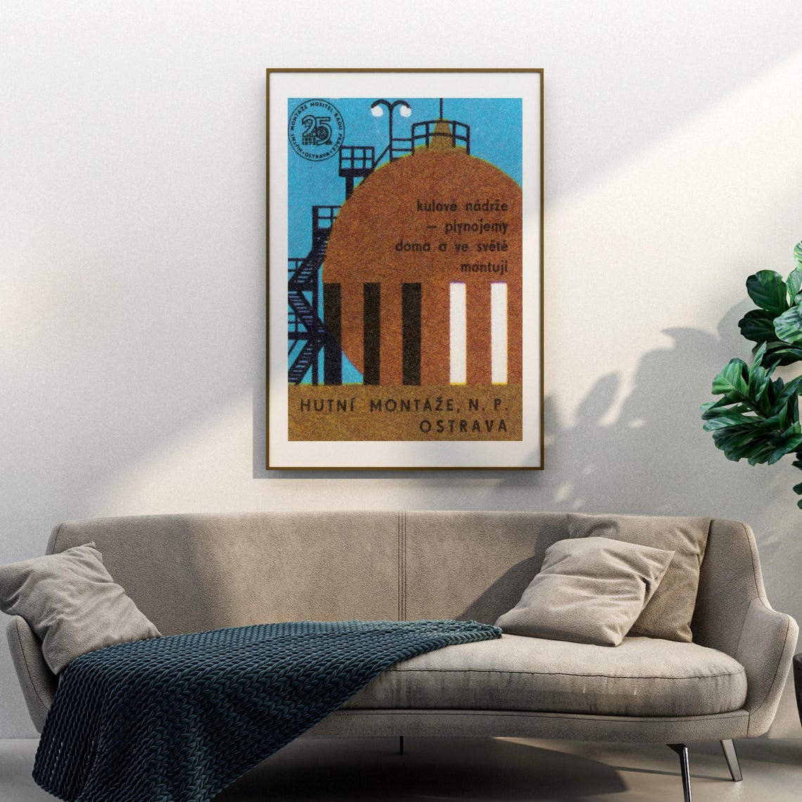 Hutni Montaze Ostrava Spherical Gas Holder Industrial Blue Poster - Image 3