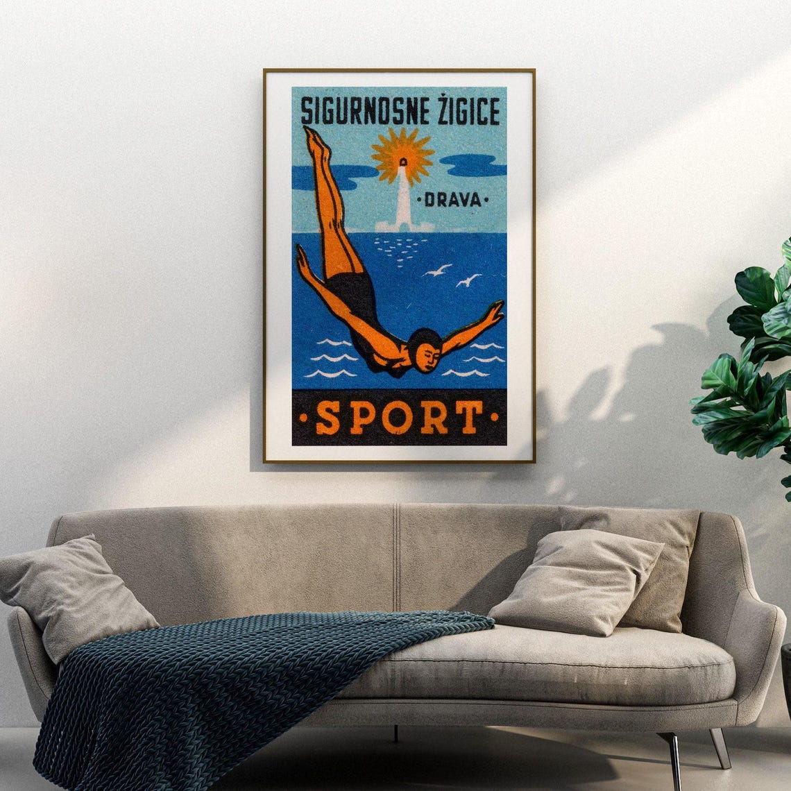 Sigurnosne Zigice Drava Sport Diver Vintage Yugoslav Matchbox Poster - Image 3