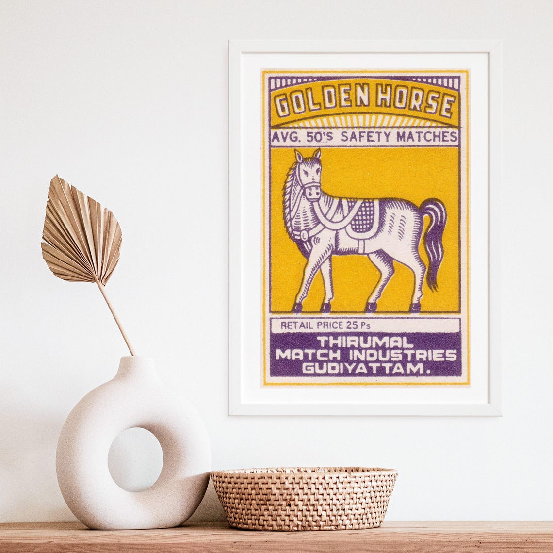 Golden Horse Vintage Indian Safety Matches Horse Label Art Poster - Image 4