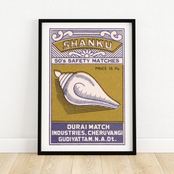 Shanku 50s Safety Matches Art Print Unique Vintage Matchbox Design Collectible Home Decor Retro Wall Art For Nostalgic Spaces A4