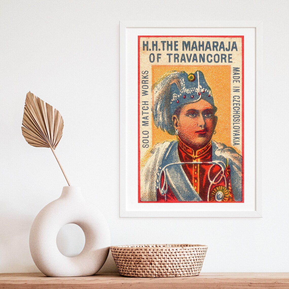 Maharaja of Travancore Portrait Czech Solo Matchbox Label Poster - Image 4