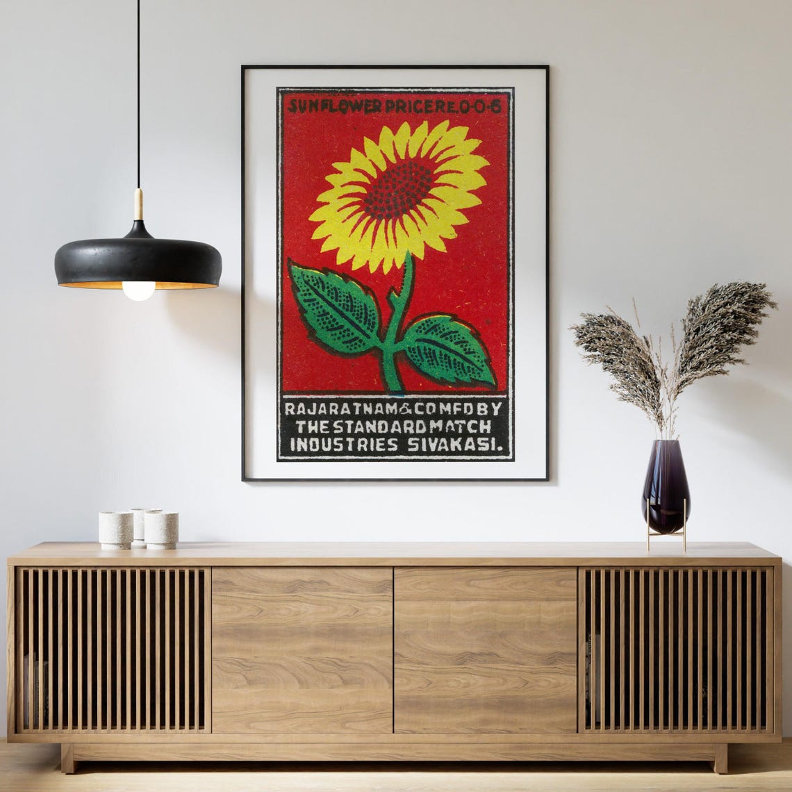 Sunflower Bloom Vintage Indian Matchbox Label Botanical Poster - Image 4